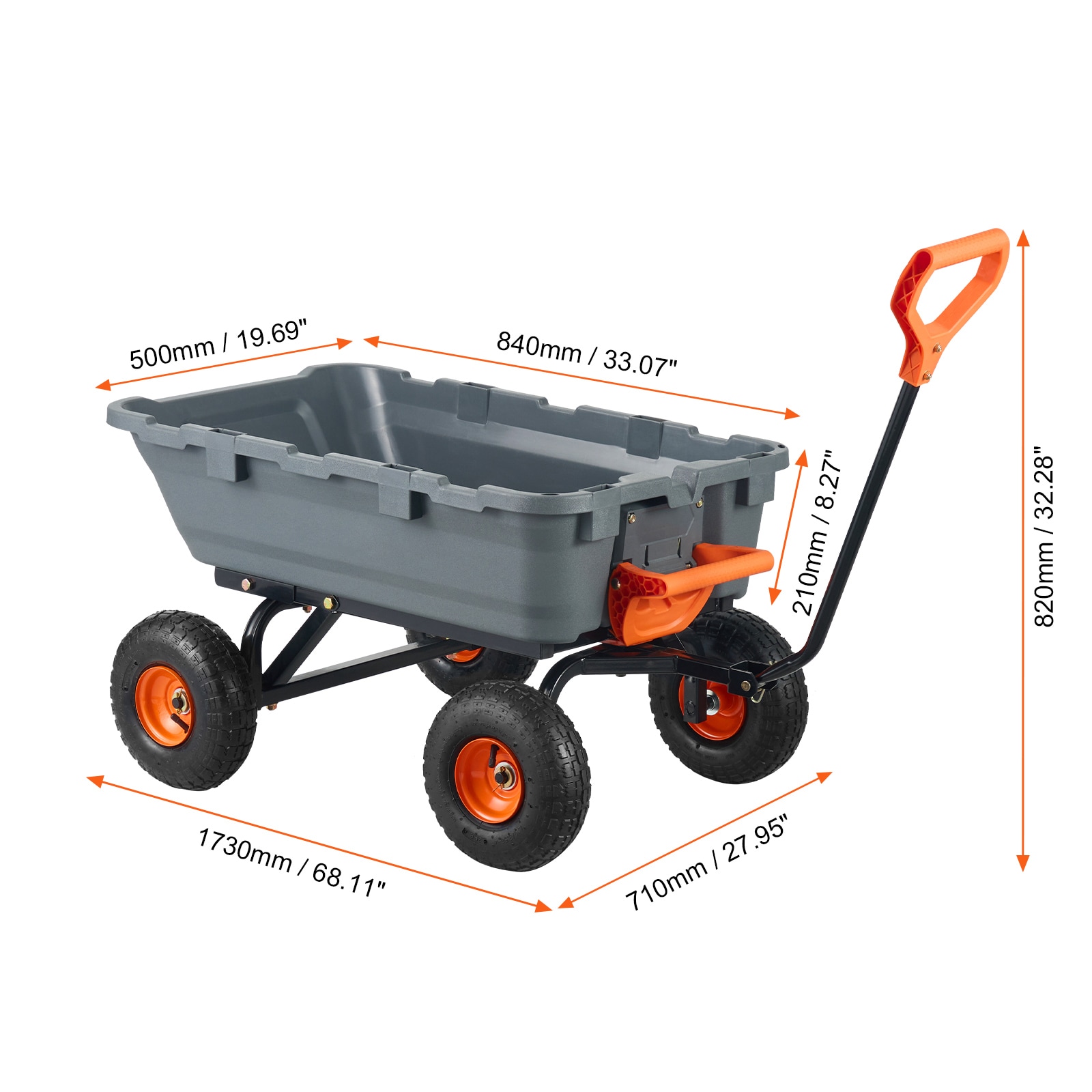 Garden Dump Cart With Steel Frame And Convertible Handle Utility_voghion.com